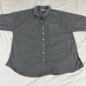 Tommy Bahama Women Black Striped 3/4 Sleeve Button Up Shirt XL